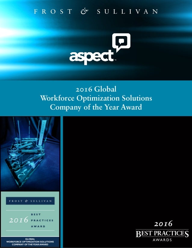 Aspect Software Recognized by Frost & Sullivan as the Workforce
