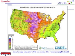 13 
Annual average wind speed (AWS) is a measure of the resource strength/potential 
 