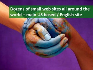 Dozens of small web sites all around the world + main US based / English site