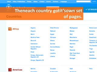 Theneach country gotit’sown set of pages. 