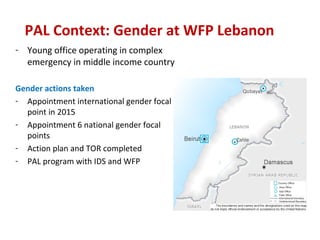 Gender mainstreaming from the ground up: WFP Lebanon management debriefing