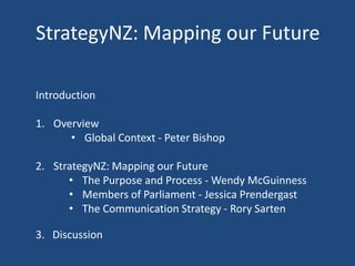 StrategyNZ: Mapping our Future Introduction Overview   ,[object Object],StrategyNZ: Mapping our Future ,[object Object]