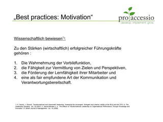 „Best practices: Motivation“
Wissenschaftlich bewiesen*):
Zu den Stärken (wirtschaftlich) erfolgreicher Führungskräfte
geh...