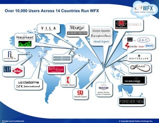 Over 10,000 Users Across 14 Countries Run WFX                    Apparel. Footwear. Accessories




Private and Confidential                          © Copyright World Fashion Exchange Inc,
 