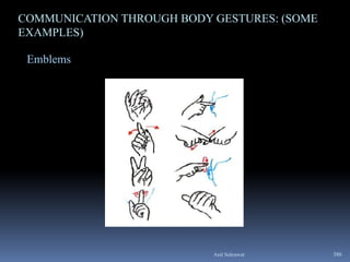 386
Anil Sehrawat
COMMUNICATION THROUGH BODY GESTURES: (SOME
EXAMPLES)
Emblems
 
