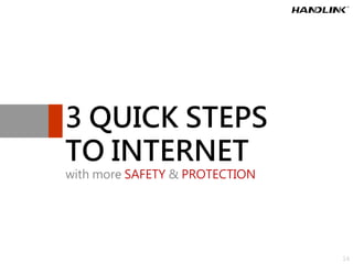 3 QUICK STEPS
TO INTERNET
with more SAFETY & PROTECTION
14
 