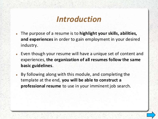 the purpose of a resumes