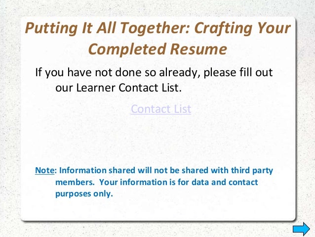 putting a resume together