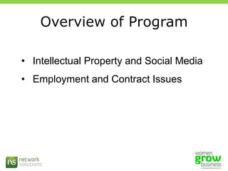 Overview of ProgramIntellectual Property and Social Media