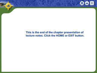 NEXT
This is the end of the chapter presentation of
lecture notes. Click the HOME or EXIT button.
 