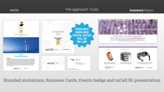 Summary ReportPre-approach Tools
Branded invitations, Business Cards, Events badge and mCell 5G presentation
 