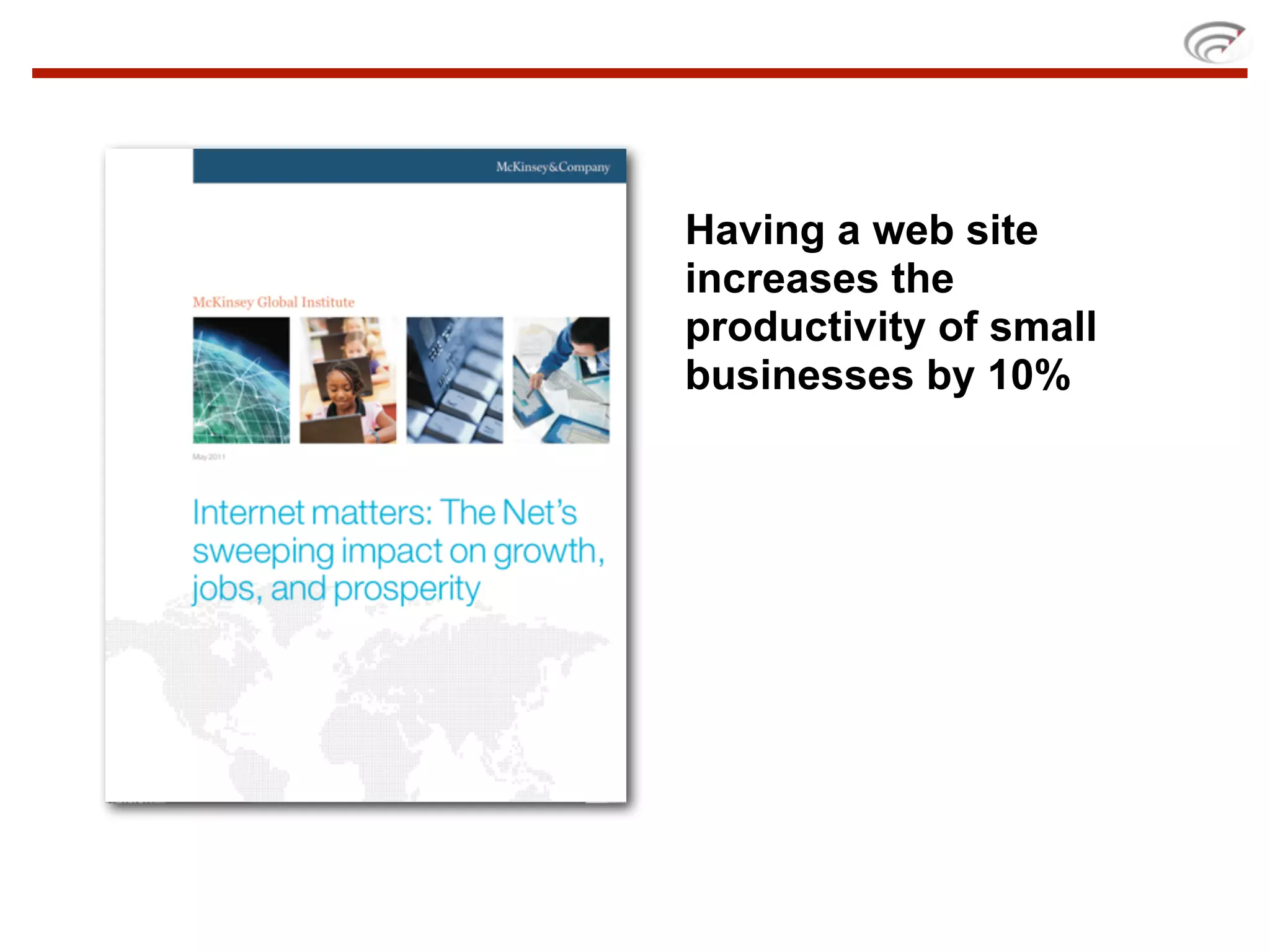 Having a web site
increases the
productivity of small
businesses by 10%
 