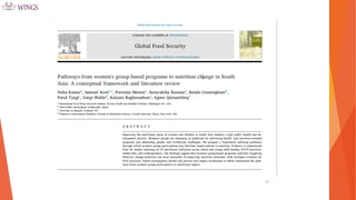 Pathways from Women’s Group-based Programs to Nutrition Change in South Asia: A Conceptual Framework and Literature Review
