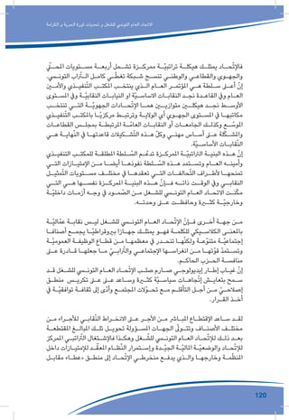 120
‫الكرامة‬ ‫و‬ ‫الحرية‬ ‫ثورة‬ ‫تحديات‬ ‫و‬ ‫للشغل‬ ‫التونيس‬ ‫العام‬ ‫االتحاد‬
ّ‫ـي‬‫املحـ‬ ‫ـتويات‬‫مسـ‬ ‫ـة‬‫أربعـ‬ ‫ـمل‬‫تشـ‬ ‫ـزة‬‫ممركـ‬ ‫ـة‬‫ّـ‬‫ي‬‫تراتب‬ ‫ـة‬‫هيكلـ‬ ‫ـك‬‫يمتلـ‬ ‫ـاد‬‫حـ‬ّ‫ت‬‫فاإل‬
.‫ـي‬‫ـ‬‫التون‬ ‫اب‬ ّ‫ـر‬‫ـ‬‫ال‬ ‫ـل‬‫ـ‬‫كام‬ ‫ـي‬‫ـ‬ّ‫ط‬‫تغ‬ ‫ـبكة‬‫ـ‬‫ش‬ ‫ـج‬‫ـ‬‫تنس‬ ‫ـي‬‫ـ‬‫والوطن‬ ‫ـي‬‫ـ‬‫والقطاع‬ ‫ـوي‬‫ـ‬‫والجه‬
‫ـن‬‫ـ‬‫واألم‬ ‫ـذي‬‫ـ‬‫نفي‬ّ‫ت‬‫ال‬ ‫ـب‬‫ـ‬‫املكت‬ ‫ـب‬‫ـ‬‫ينتخ‬ ‫ـذي‬‫ـ‬‫ال‬ ‫ـام‬‫ـ‬‫الع‬ ‫ـر‬‫ـ‬‫املؤتم‬ ‫ـي‬‫ـ‬‫ه‬ ‫ـلطة‬‫ـ‬‫س‬ ‫ـى‬‫ـ‬‫أع‬ ّ‫إن‬
‫ـتوى‬‫ـ‬‫املس‬ ‫ويف‬ ‫ـة‬‫ـ‬ّ‫ي‬‫النقاب‬ ‫ـات‬‫ـ‬‫النياب‬ ‫او‬ ‫ّة‬‫ي‬‫ـ‬‫ـ‬‫االساس‬ ‫ـات‬‫ـ‬‫النقاب‬ ‫ـد‬‫ـ‬‫نج‬ ‫ـدة‬‫ـ‬‫القاع‬ ‫ويف‬ ‫ـام‬‫ـ‬‫الع‬
‫ـب‬‫تنتخـ‬ ‫ـي‬‫التـ‬ ‫ـة‬‫ّـ‬‫ي‬‫الجهو‬ ‫ـادات‬‫حـ‬ّ‫ت‬‫اإل‬ ‫ـا‬‫همـ‬ ‫ـن‬‫متوازيـ‬ ‫ـن‬‫هيكلـ‬ ‫ـد‬‫نجـ‬ ‫ـط‬‫األوسـ‬
‫ـذي‬‫ـ‬‫نفي‬ّ‫ت‬‫ال‬ ‫ـب‬‫ـ‬‫باملكت‬ ‫ـا‬‫ـ‬ّ‫ي‬‫مركز‬ ‫ـط‬‫ـ‬‫وترتب‬ ‫ـة‬‫ـ‬‫الوالي‬ ‫أي‬ ‫ـوي‬‫ـ‬‫الجه‬ ‫ـتوى‬‫ـ‬‫املس‬ ‫يف‬ ‫ـا‬‫ـ‬‫مكاتبه‬
‫ـات‬‫ـ‬‫القطاع‬ ‫ـس‬‫ـ‬‫بمجل‬ ‫ـة‬‫ـ‬‫املرتبط‬ ‫ـة‬‫ـ‬ّ‫العام‬ ‫ـات‬‫ـ‬‫النقاب‬ ‫أو‬ ‫ـات‬‫ـ‬‫الجامع‬ ‫ـك‬‫ـ‬‫وكذل‬ ‫ـع‬‫ـ‬ ّ‫املوس‬
‫ـي‬‫ـ‬‫ه‬ ‫ـة‬‫ـ‬‫هاي‬ّ‫ن‬‫ال‬ ‫يف‬ ‫ـا‬‫ـ‬‫قاعدته‬ ‫ـكيالت‬‫ـ‬‫ش‬ّ‫ت‬‫ال‬ ‫ـذه‬‫ـ‬‫ه‬ ّ‫ل‬‫وك‬ ‫ـي‬‫ـ‬‫مهن‬ ‫ـاس‬‫ـ‬‫أس‬ ‫ـى‬‫ـ‬‫ع‬ ‫لة‬ّ‫ك‬‫ـ‬‫ـ‬‫واملش‬
.‫ّة‬‫ي‬‫ـ‬‫ـ‬‫األساس‬ ‫ـات‬‫ـ‬‫قاب‬ّ‫ن‬‫ال‬
‫ـذي‬‫ـ‬‫التنفي‬ ‫ـب‬‫ـ‬‫للمكت‬ ‫ـة‬‫ـ‬‫املطلق‬ ‫ـلطة‬‫ـ‬ ّ‫الس‬ ‫ـم‬‫ـ‬ّ‫تدع‬ ‫ـزة‬‫ـ‬‫املمرك‬ ‫ـة‬‫ـ‬ّ‫ي‬‫الرتاتب‬ ‫ـة‬‫ـ‬‫البني‬ ‫ـذه‬‫ـ‬‫ه‬ ّ‫إن‬
‫ـي‬‫التـ‬ ‫ـازات‬‫اإلمتيـ‬ ‫ـن‬‫مـ‬ ‫ـا‬‫أيضـ‬ ‫ـا‬‫نفوذهـ‬ ‫ـلطة‬‫ـ‬ ّ‫الس‬ ‫ـذه‬‫هـ‬ ‫ـتمد‬‫وتسـ‬ ‫ـام‬‫العـ‬ ‫ـه‬‫وأمينـ‬
‫ـل‬‫مثيـ‬ّ‫ت‬‫ال‬ ‫ـتويات‬‫مسـ‬ ‫ـف‬‫مختلـ‬ ‫يف‬ ‫ـا‬‫تعقدهـ‬ ‫ـي‬‫التـ‬ ‫ـات‬‫حالفـ‬ّ‫ت‬‫ال‬ ‫ـراف‬‫ألطـ‬ ‫ـا‬‫تمنحهـ‬
‫التــي‬ ‫هــي‬ ‫نفســها‬ ‫املمركــزة‬ ‫البنيــة‬ ‫هــذه‬ ّ‫فــإن‬ ‫ذاتــه‬ ‫الوقــت‬ ‫ويف‬ ‫النقابــي‬
‫ـة‬‫ـ‬ّ‫ي‬‫داخل‬ ‫ـات‬‫ـ‬‫أزم‬ ‫ـه‬‫ـ‬‫وج‬ ‫يف‬ ‫ـود‬‫ـ‬‫م‬ ّ‫الص‬ ‫ـن‬‫ـ‬‫م‬ ‫ـغل‬‫ـ‬‫للش‬ ‫ـي‬‫ـ‬‫التون‬ ‫ـام‬‫ـ‬‫الع‬ ‫ـاد‬‫ـ‬‫االتح‬ ‫ـت‬‫ـ‬‫ن‬ّ‫ك‬‫م‬
.‫ـه‬‫وحدتـ‬ ‫ـى‬‫عـ‬ ‫ـت‬‫وحافظـ‬ ‫ـرة‬‫كثـ‬ ‫ـة‬‫ّـ‬‫ي‬‫وخارج‬
‫ـة‬‫ـ‬ّ‫ي‬‫ال‬ّ‫عم‬ ‫ـة‬‫ـ‬‫نقاب‬ ‫ـس‬‫ـ‬‫لي‬ ‫ـغل‬‫ـ‬‫للش‬ ‫ـي‬‫ـ‬‫التون‬ ‫ـام‬‫ـ‬‫الع‬ ‫ـاد‬‫ـ‬‫ح‬ّ‫ت‬‫اإل‬ ّ‫ـإن‬‫ـ‬‫ف‬ ‫ـرى‬‫ـ‬‫أخ‬ ‫ـة‬‫ـ‬‫جه‬ ‫ـن‬‫ـ‬‫م‬
‫ـا‬‫ـ‬‫أصناف‬ ‫ـع‬‫ـ‬‫يجم‬ ‫ـا‬‫ـ‬ّ‫ي‬‫بريوقراط‬ ‫ـازا‬‫ـ‬‫جه‬ ‫ـك‬‫ـ‬‫يمتل‬ ‫ـو‬‫ـ‬‫فه‬ ‫ـة‬‫ـ‬‫للكلم‬ ‫ـيكي‬‫ـ‬‫الكالس‬ ‫ـى‬‫ـ‬‫باملعن‬
‫ـة‬‫ـ‬ّ‫ي‬‫العموم‬ ‫ـة‬‫ـ‬‫الوظيف‬ ‫ـاع‬‫ـ‬‫قط‬ ‫ـن‬‫ـ‬‫م‬ ‫ـا‬‫ـ‬‫معظمه‬ ‫يف‬ ‫ـدر‬‫ـ‬‫تنح‬ ‫ـا‬‫ـ‬‫ه‬ّ‫ن‬‫ولك‬ ‫ـة‬‫ـ‬‫متنوّع‬ ‫ـة‬‫ـ‬ّ‫ي‬‫إجتماع‬
‫ـى‬‫ـ‬‫ع‬ ‫ـادرة‬‫ـ‬‫ق‬ ‫ـا‬‫ـ‬‫جعله‬ ‫ـا‬‫ـ‬‫م‬ ّ‫ـي‬‫ـ‬‫اب‬ ّ‫والت‬ ‫ـي‬‫ـ‬‫اإلجتماع‬ ‫ـها‬‫ـ‬‫انغراس‬ ‫ـن‬‫ـ‬‫م‬ ‫ـا‬‫ـ‬‫قوّته‬ ّ‫د‬‫ـتم‬‫ـ‬‫وتس‬
.‫ـم‬‫ـ‬‫الحاك‬ ‫ـزب‬‫ـ‬‫الح‬ ‫ـة‬‫ـ‬‫منافس‬
‫ـد‬‫ـ‬‫ق‬ ‫ـغل‬‫ـ‬‫للش‬ ‫ـي‬‫ـ‬‫التون‬ ‫ـام‬‫ـ‬‫الع‬ ‫ـاد‬‫ـ‬‫ح‬ّ‫ت‬‫اإل‬ ‫ـب‬‫ـ‬‫صل‬ ‫ـارم‬‫ـ‬‫ص‬ ‫ـي‬‫ـ‬‫إيديولوج‬ ‫ـار‬‫ـ‬‫إط‬ ‫ـاب‬‫ـ‬‫غي‬ ّ‫إن‬
‫ـق‬‫ـ‬‫منط‬ ‫ـس‬‫ـ‬‫تكري‬ ‫ـى‬‫ـ‬‫ع‬ ‫ـى‬‫ـ‬‫ع‬ ‫ـاعد‬‫ـ‬‫وس‬ ‫ـرة‬‫ـ‬‫كث‬ ‫ّة‬‫ي‬‫ـ‬‫ـ‬‫سياس‬ ‫ـات‬‫ـ‬‫جاه‬ّ‫ت‬‫إ‬ ‫ـش‬‫ـ‬‫بتعاي‬ ‫ـمح‬‫ـ‬‫س‬
‫يف‬ ‫ـة‬‫ـ‬ّ‫ي‬‫توافق‬ ‫ـة‬‫ـ‬‫ثقاف‬ ‫إىل‬ ‫ّى‬‫د‬‫وأ‬ ‫ـع‬‫ـ‬‫املجتم‬ ‫ـوّالت‬‫ـ‬‫تح‬ ‫ـع‬‫ـ‬‫م‬ ‫ـم‬‫ـ‬‫التأقل‬ ‫ـل‬‫ـ‬‫أج‬ ‫ـن‬‫ـ‬‫م‬ ّ‫ـي‬‫ـ‬‫إصالح‬
.‫ـرار‬‫ـ‬‫الق‬ ‫ـذ‬‫ـ‬‫أخ‬
‫ـن‬‫ـ‬‫م‬ ‫ـراء‬‫ـ‬‫لألج‬ ‫ـي‬‫ـ‬‫قاب‬ّ‫ن‬‫ال‬ ‫ـراط‬‫ـ‬‫االنخ‬ ‫ـى‬‫ـ‬‫ع‬ ‫ـر‬‫ـ‬‫األج‬ ‫ـن‬‫ـ‬‫م‬ ‫ـارش‬‫ـ‬‫املب‬ ‫ـاع‬‫ـ‬‫اإلقتط‬ ‫ـاعد‬‫ـ‬‫س‬ ‫ـد‬‫ـ‬‫لق‬
‫ـة‬‫ـ‬‫املقتطع‬ ‫ـغ‬‫ـ‬‫املبال‬ ‫ـك‬‫ـ‬‫تل‬ ‫ـل‬‫ـ‬‫تحوي‬ ‫ـؤولة‬‫ـ‬‫املس‬ ‫ـات‬‫ـ‬‫الجه‬ ّ‫ـول‬‫ـ‬‫وتت‬ ‫ـاف‬‫ـ‬‫األصن‬ ‫ـف‬‫ـ‬‫مختل‬
‫املمركز‬ ‫ـي‬‫ـ‬‫اتب‬ ّ‫الت‬ ‫ـتغال‬‫ـ‬‫فاإلش‬ ‫ـذا‬‫ـ‬‫وهك‬ ‫ـغل‬‫ـ‬ ّ‫للش‬ ‫ـي‬‫ـ‬‫التون‬ ‫ـام‬‫ـ‬‫الع‬ ‫ـاد‬‫ـ‬‫ح‬ّ‫ت‬‫لإل‬ ‫ـك‬‫ـ‬‫ذل‬ ‫ـد‬‫ـ‬‫بع‬
‫داخل‬ ‫ـازات‬‫ـ‬‫لإلمتي‬ ‫ـد‬‫ـ‬ّ‫املعق‬ ‫ـام‬‫ـ‬‫ظ‬ّ‫ن‬‫ال‬ ‫ـتمرار‬‫ـ‬‫وإس‬ ‫ـدة‬‫ـ‬ّ‫ي‬‫الج‬ ‫ـة‬‫ـ‬ّ‫ي‬‫املال‬ ‫ـة‬‫ـ‬ّ‫ي‬‫والوضع‬ ‫ـاد‬‫ـ‬‫ح‬ّ‫ت‬‫لإل‬
‫ـل‬‫ـ‬‫مقاب‬ ‫ـاء‬‫ـ‬‫«عط‬ ‫ـق‬‫ـ‬‫منط‬ ‫إىل‬ ‫ـاد‬‫ـ‬‫ح‬ّ‫ت‬‫اإل‬ ‫ـي‬‫ـ‬‫منخرط‬ ‫ـع‬‫ـ‬‫يدف‬ ‫ـذي‬‫ـ‬‫وال‬ ‫ـا‬‫ـ‬‫وخارجه‬ ‫ـة‬‫ـ‬‫م‬ّ‫ظ‬‫املن‬
 