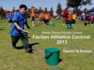 Wattle Grove Primary School
Faction Athletics Carnival
2013
Games & Relays
 