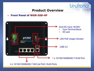 WGR-500-4P Industrial Wall-mount Gigabit Router with 4-Port 802.3at PoE ...