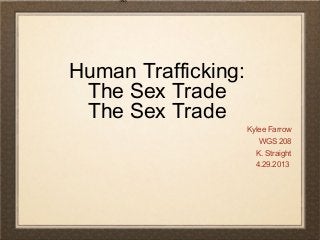 Human Trafficking:
The Sex Trade
The Sex Trade
Kylee Farrow
WGS 208
K. Straight
4.29.2013
 