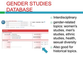 Questions?
   Women’s and Gender Studies Research
    Guide
     http://researchguides.library.brocku.ca/WISE

   Libra...