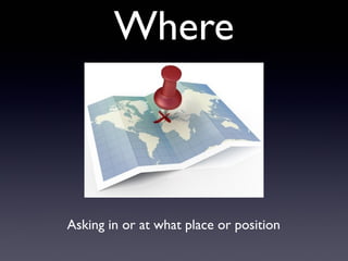 Where
Asking in or at what place or position