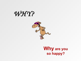 WHY?



       Why are you
        so happy?
 