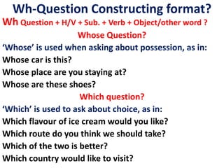 Wh question words | PPTX