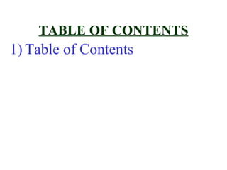 TABLE OF CONTENTS
1) Table of Contents
 