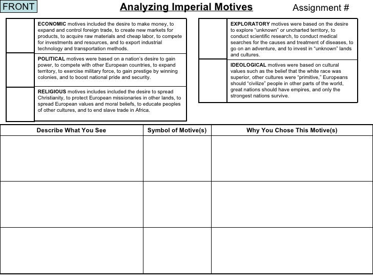 NI 12 Analyzing Imperial Motives worksheet