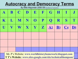 Autocracy and Democracy Terms
              By Milie Majumder 2008 /09 Re-edited by P productions

A   B     C          D ...