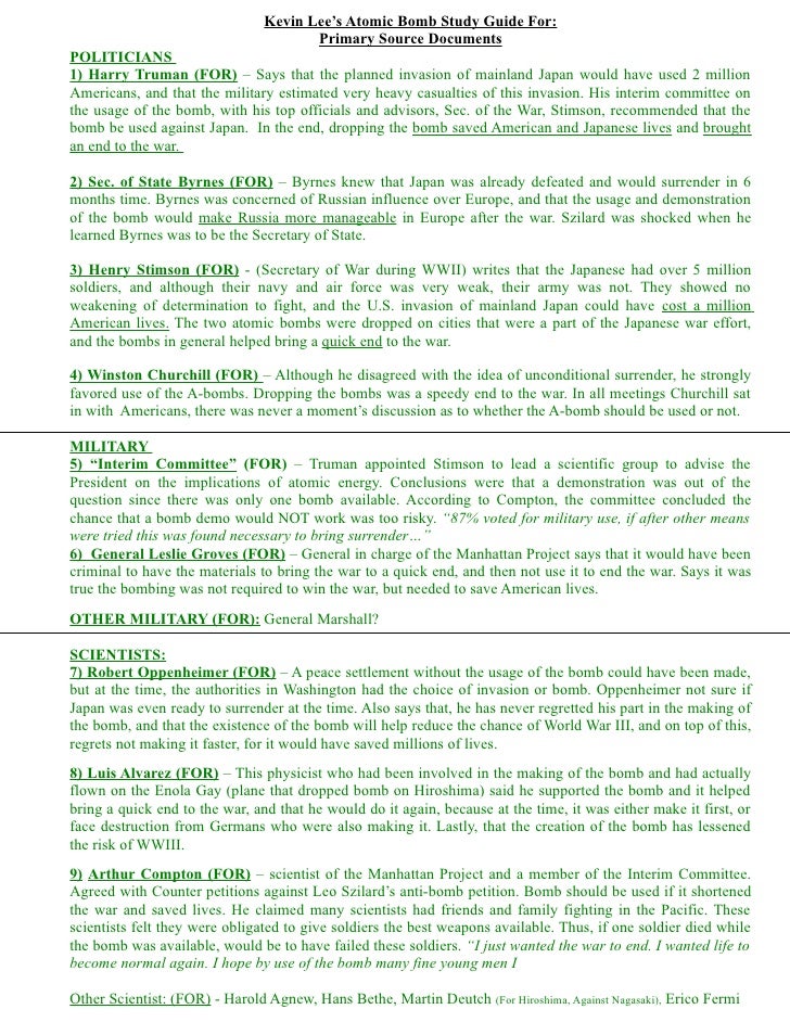 Atomic Bomb Primary Source