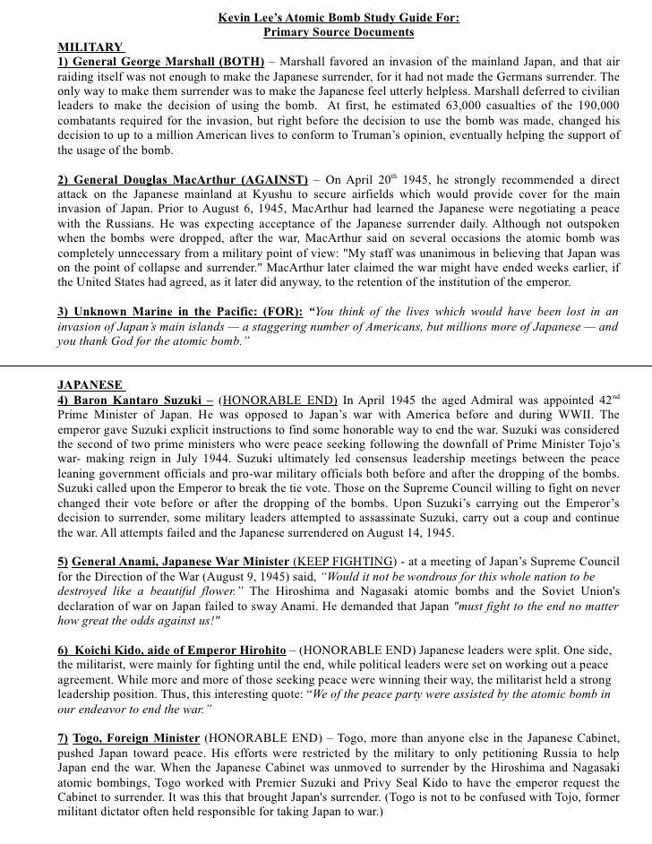 Atomic Bomb Primary Source