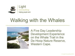 Walking with the Whales A Five Day Leadership Development Experience on the Whale Trail in the  De Hoop Nature Reserve, Western Cape. © Light Consulting 2010 