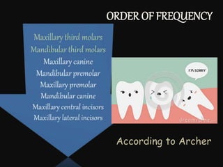 ORDER OF FREQUENCY
According to Archer
 