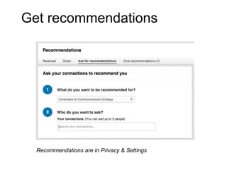 Get recommendations
Recommendations are in Privacy & Settings
 