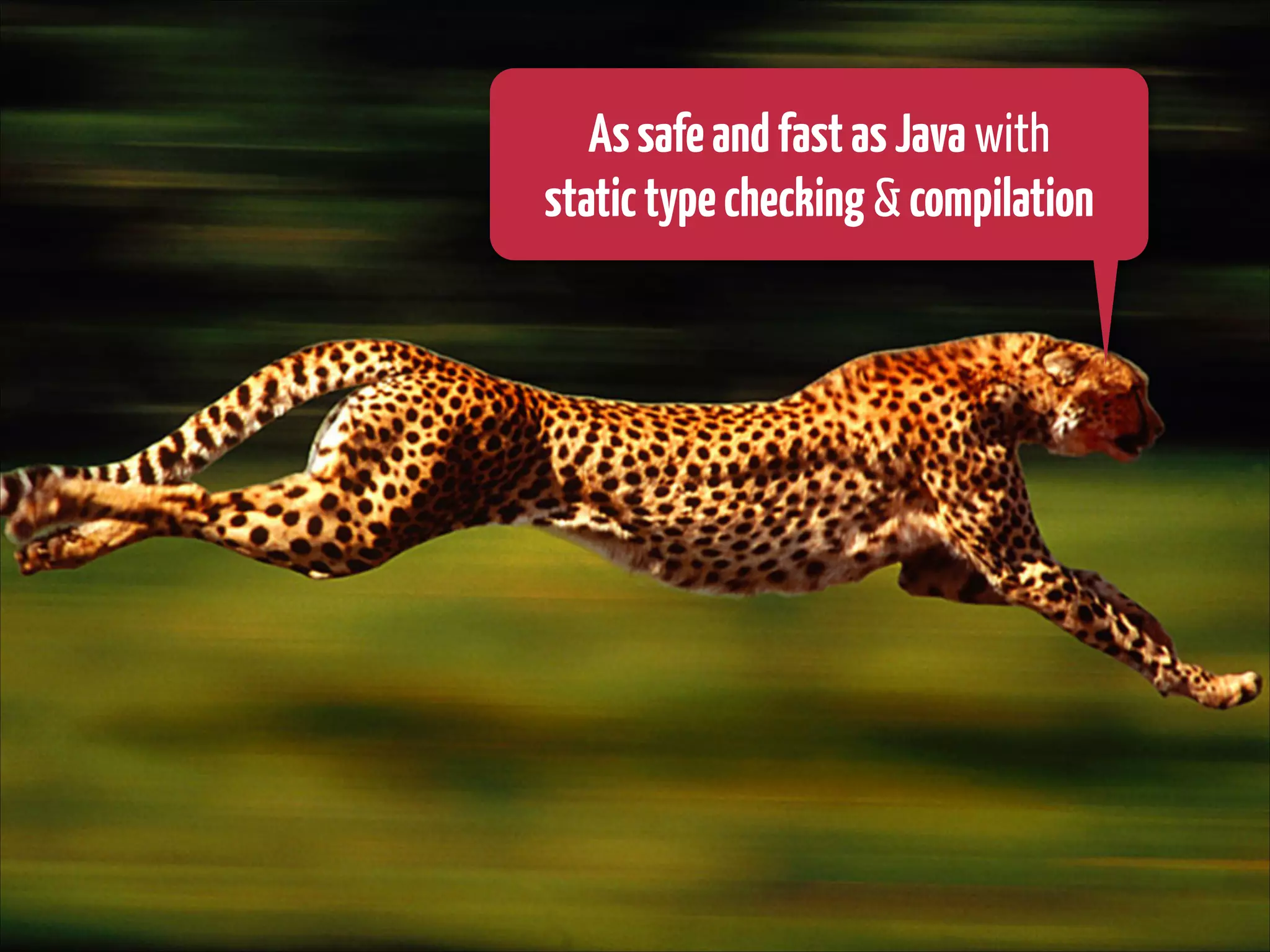 As safe and fast as Java with
static type checking & compilation

 