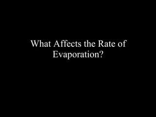 What Affects the Rate of Evaporation? 