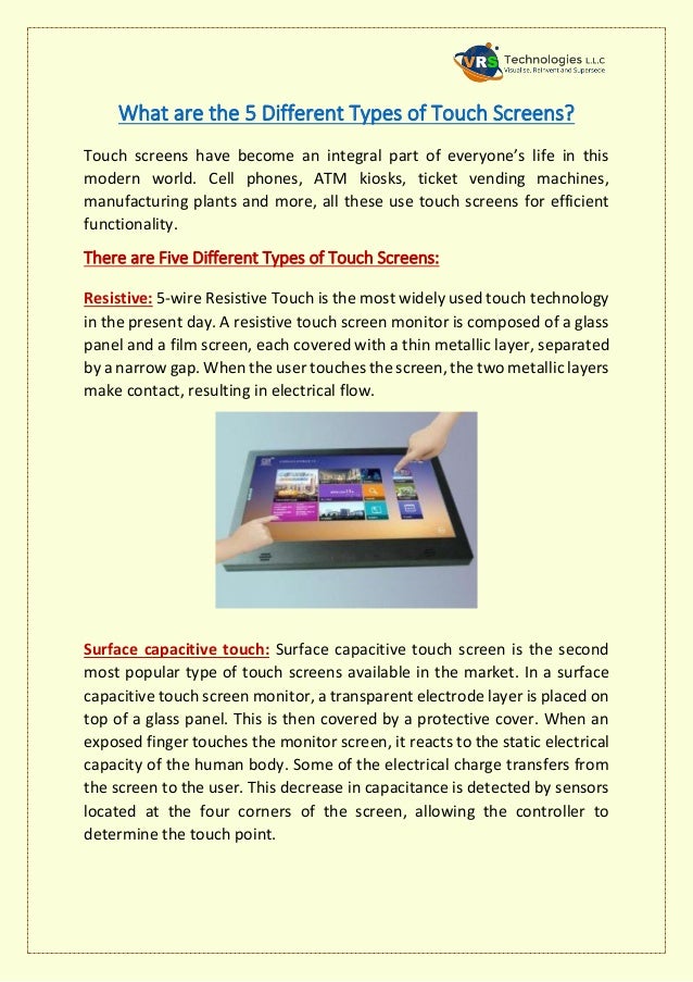 What are the 5 Different Types Of Touch Screens?