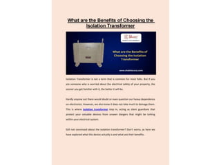 what-are-the-benefits-of-choosing-the-isolation-transformer_00001.pptx