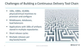 4 
© 2014 CA. ALL RIGHTS RESERVED. 
Lack of Coordination Results in Production Failures 
1 Gartner, Four Steps to Optimize Configuration Management Process and Tools, RonniColville, October 31, 2013. 
“Gartner believes that more than 80 percent of all mission-critical IT service outages result from people and process errors and failures, and of those outages, more than 50 percent result from a lack of coordination between change, release and configuration management processes.”  