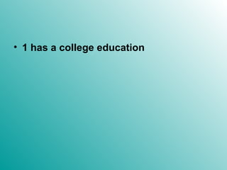 1 has a college education 