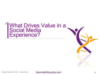 What Drives Value in a Social Media Experience? © Beyond Philosophy 2001-2010    All rights reserved. 1 