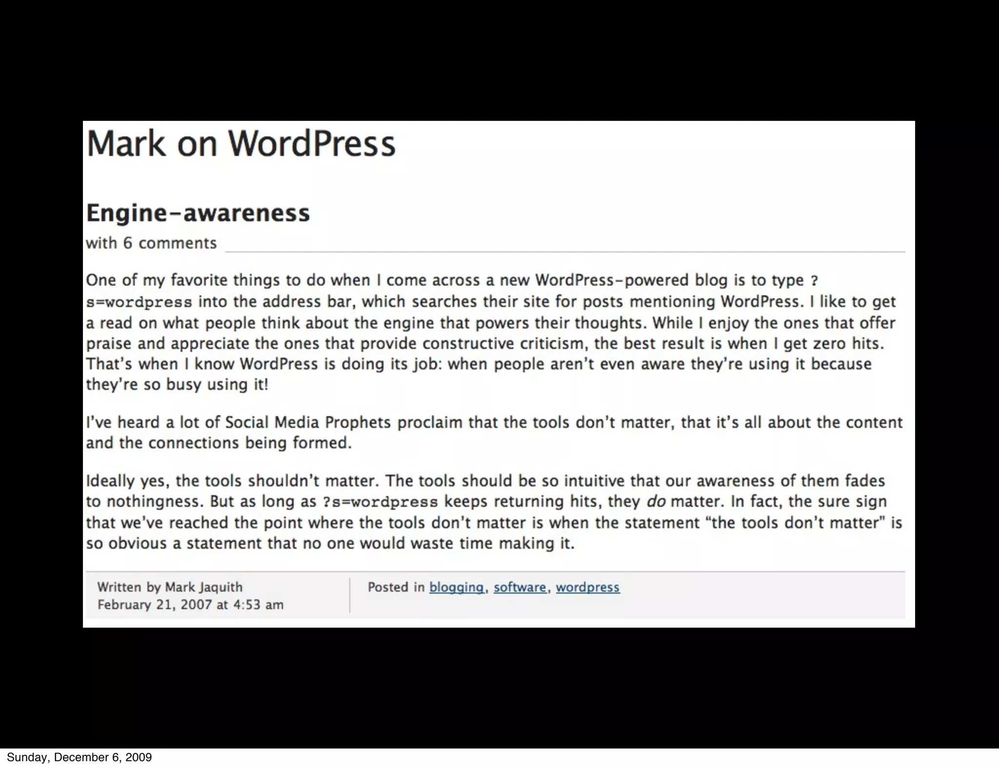 Sunday, December 6, 2009
 