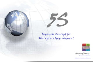 5S A Japanese Concept for  Workplace Improvement Author: Anurag Bansal http://www.knowliz.com 