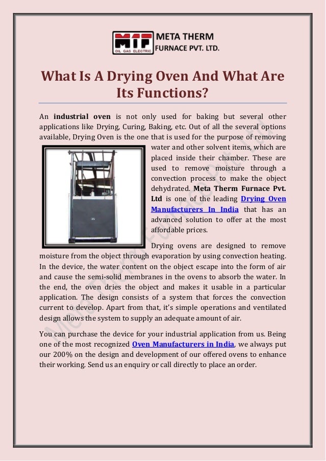 What Is A Drying Oven And What Are Its Functions?