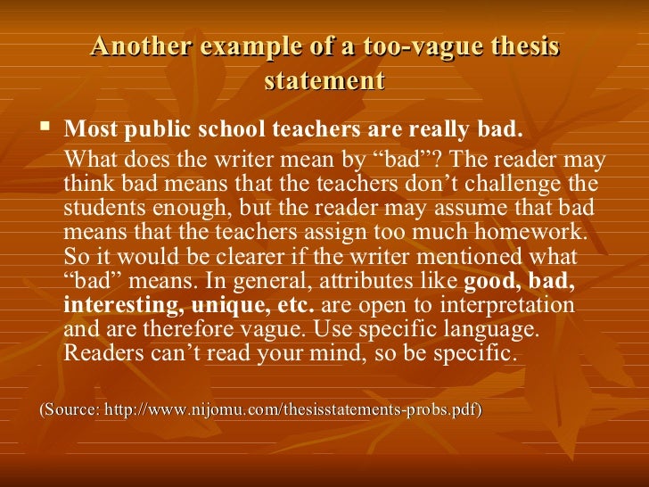 good vs bad thesis statements middle school