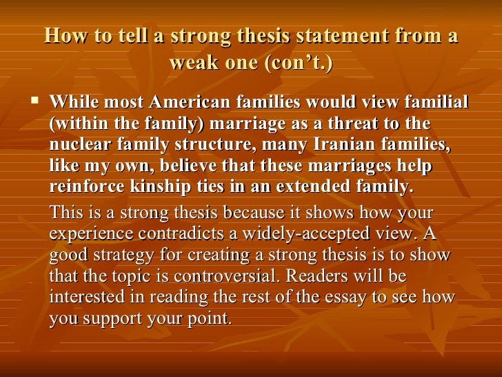 what is a good thesis statement for marriage