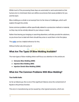 What is-common-blow-molding-problems-and-solutions