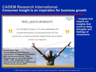 CADEM Research International
Consumer Insight is an inspiration for business growth

                                     ...