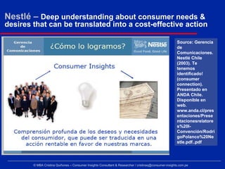 Nestlé – Deep understanding about consumer needs &
desires that can be translated into a cost-effective action

          ...