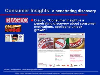 Consumer Insights: a penetrating discovery
                                            Diageo: “Consumer Insight is a
    ...
