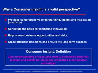 Why a Consumer Insight is a valid perspective?

   Provides comprehensive understanding, insight and inspiration
   (creat...